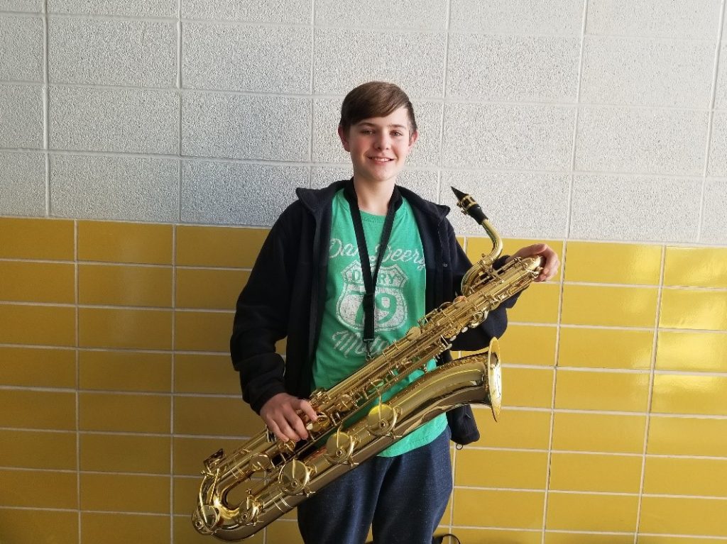 Matt Carlson with saxophone