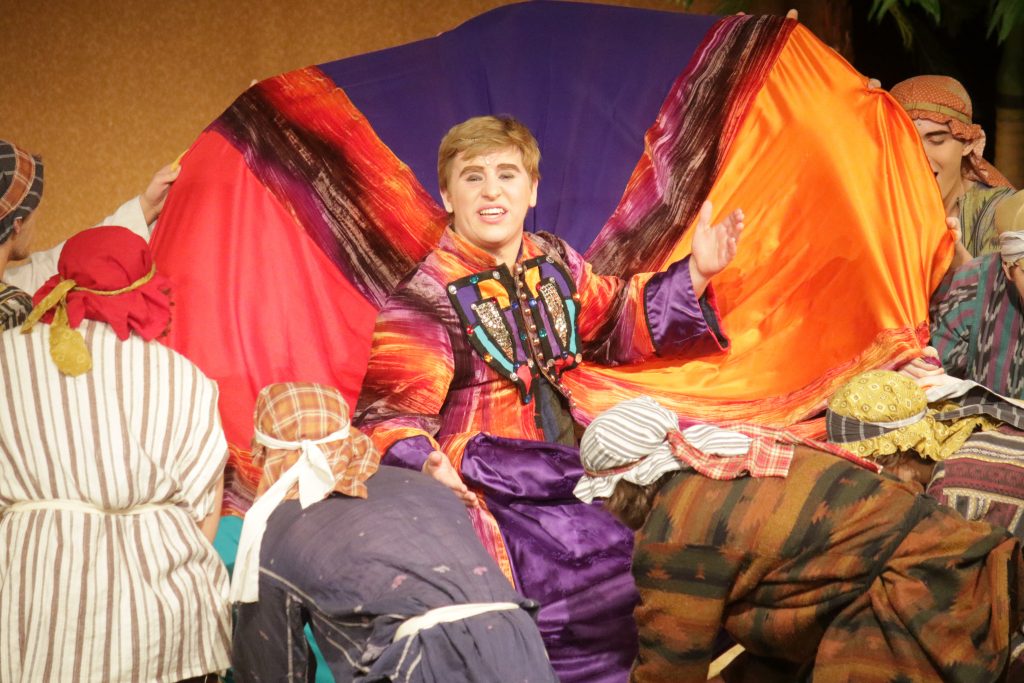 Photo of lead actor during Joseph and the Amazing Technicolor Dreamcoat